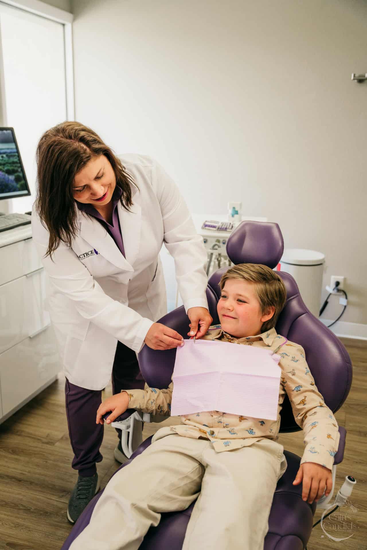 Dental care scene showcasing a clean and inviting dental office with dental tools.