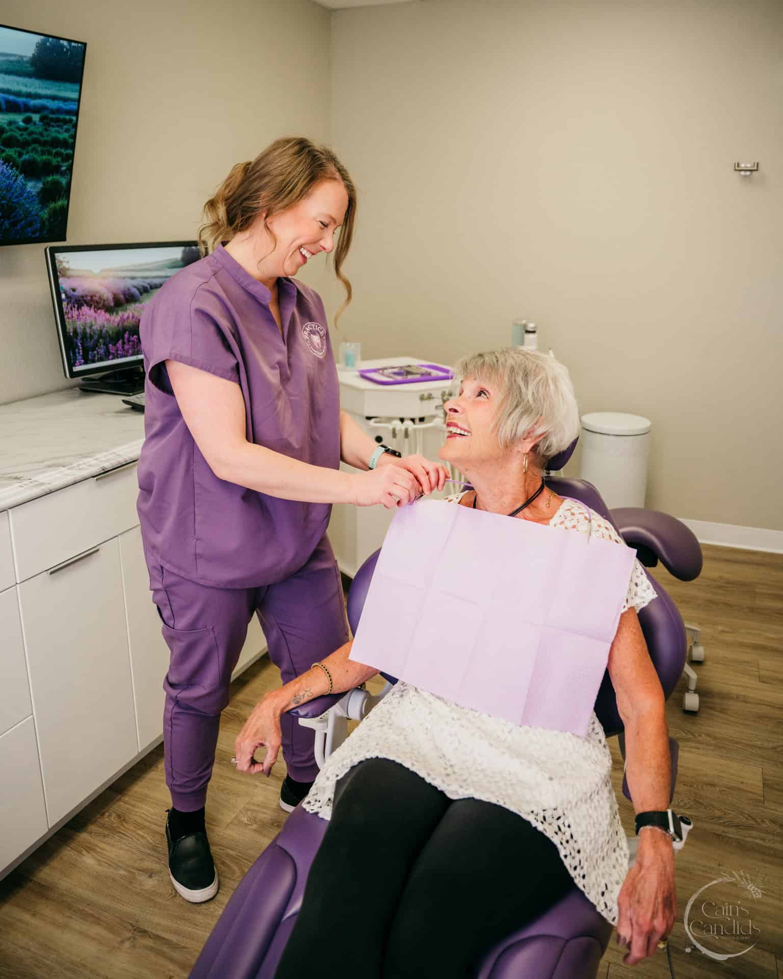 Dental hygiene practice in a bright, clean clinic