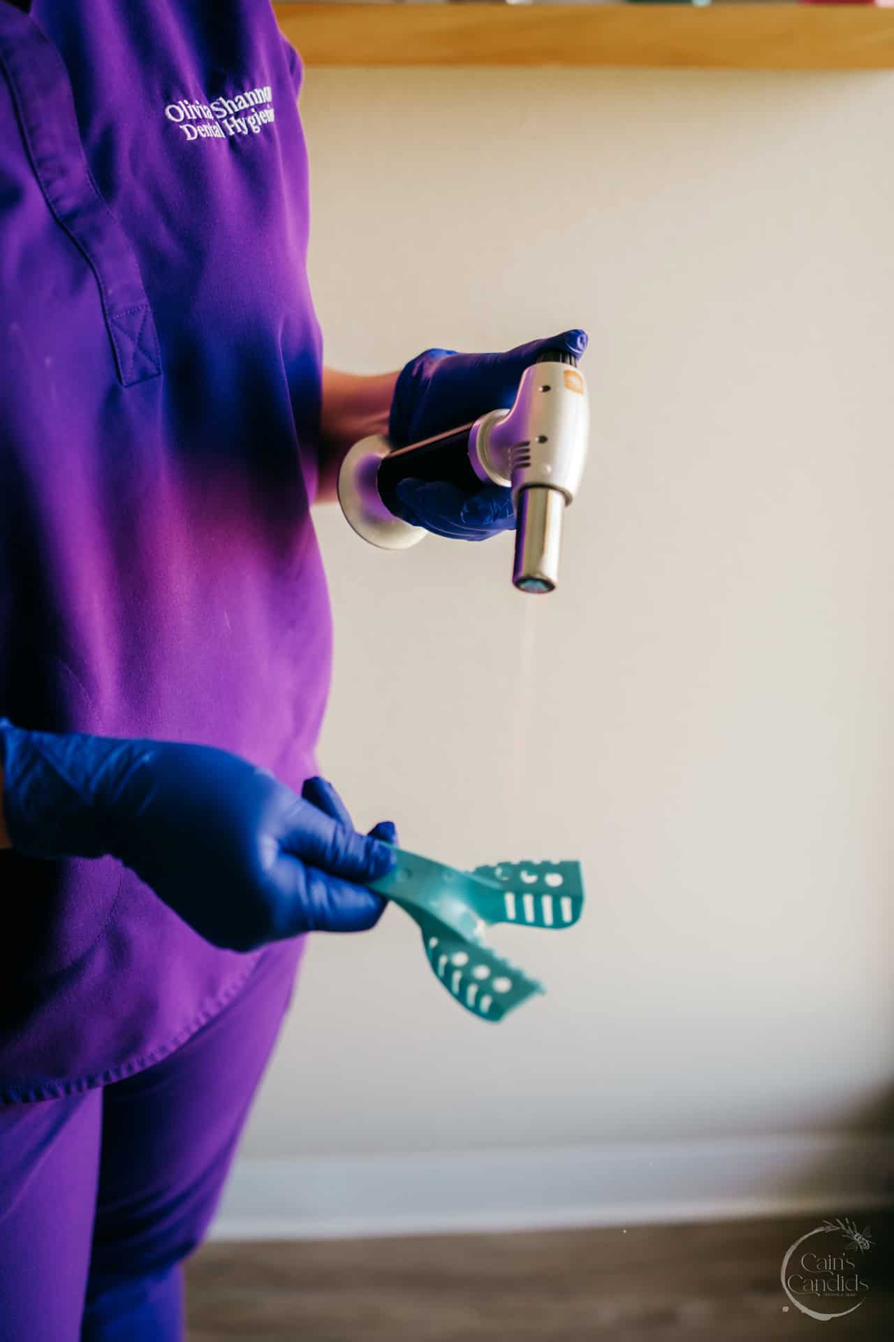 Indoor scene of dental tools and a bright clean dental office