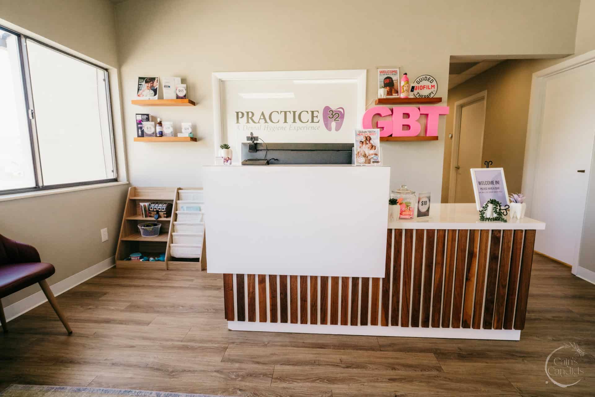 Dental cleaning tools and a clean examination room