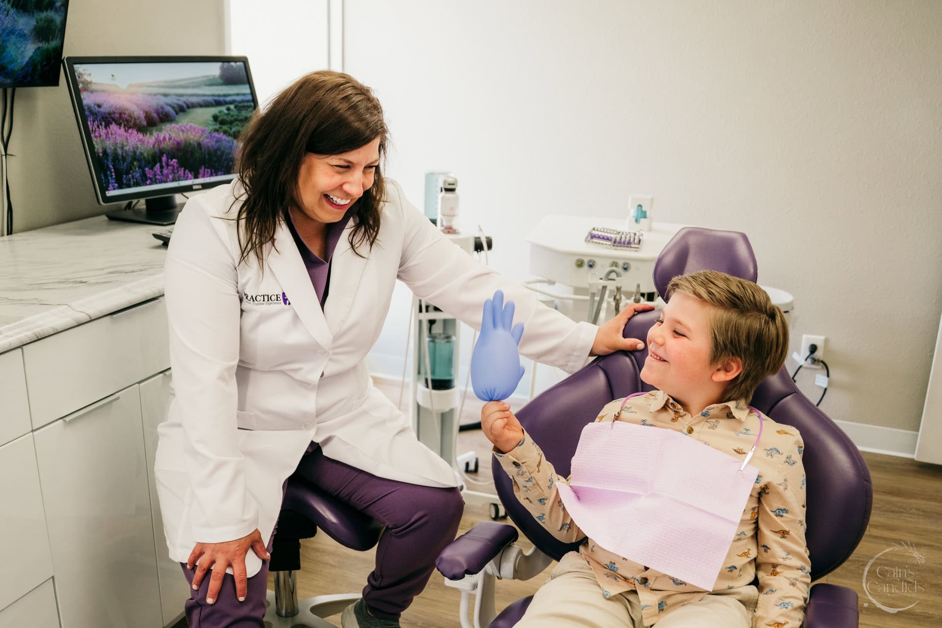 A clean dental hygienist office with tools ready for a dental cleaning