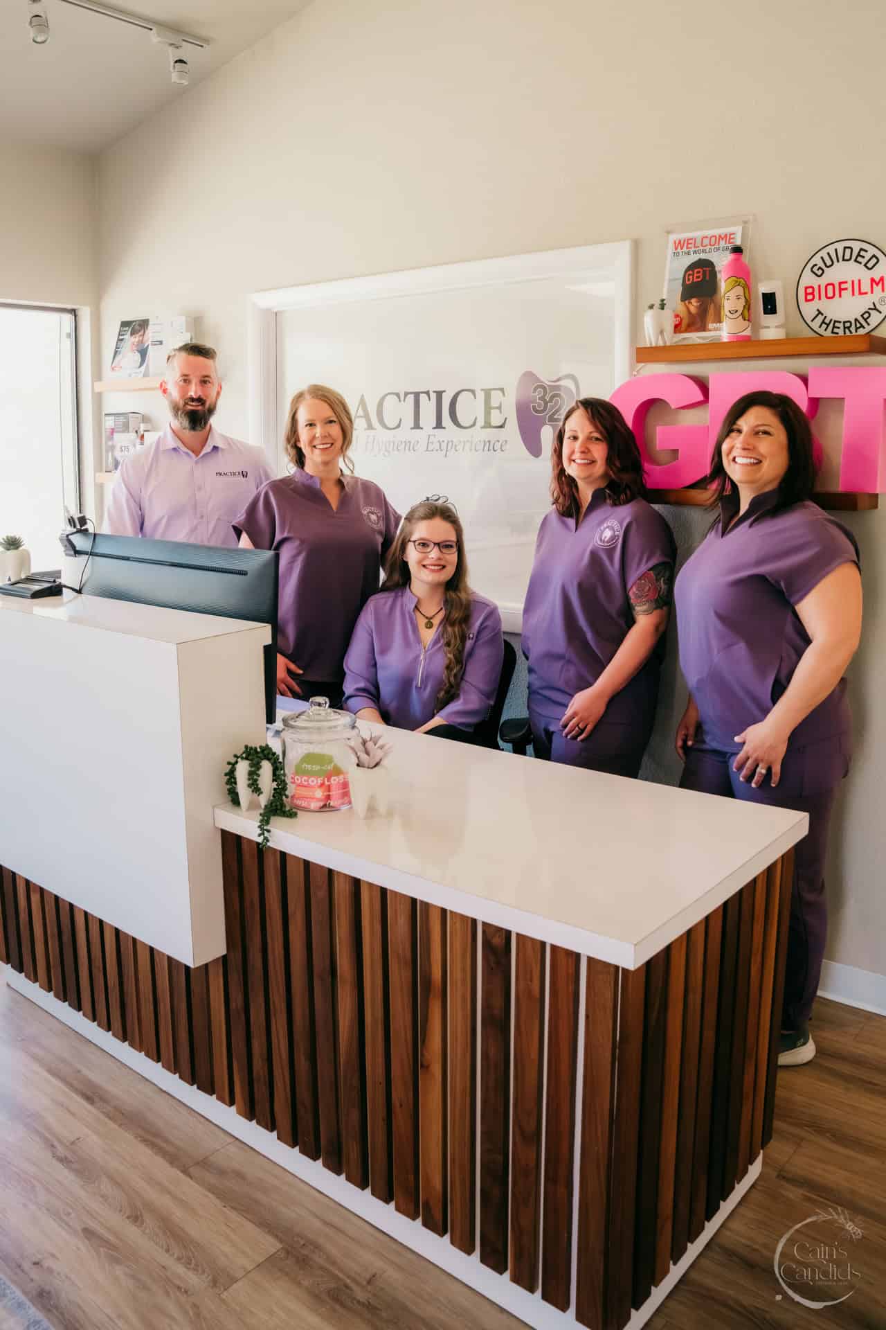 Dental hygienist preparing cleaning tools in a serene clinic environment