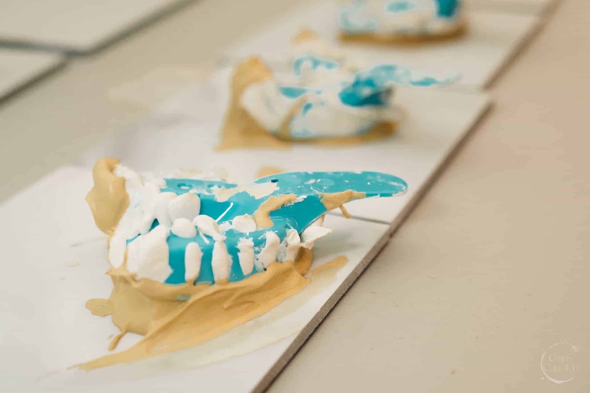 Dental tools on a tray in a clean dental office