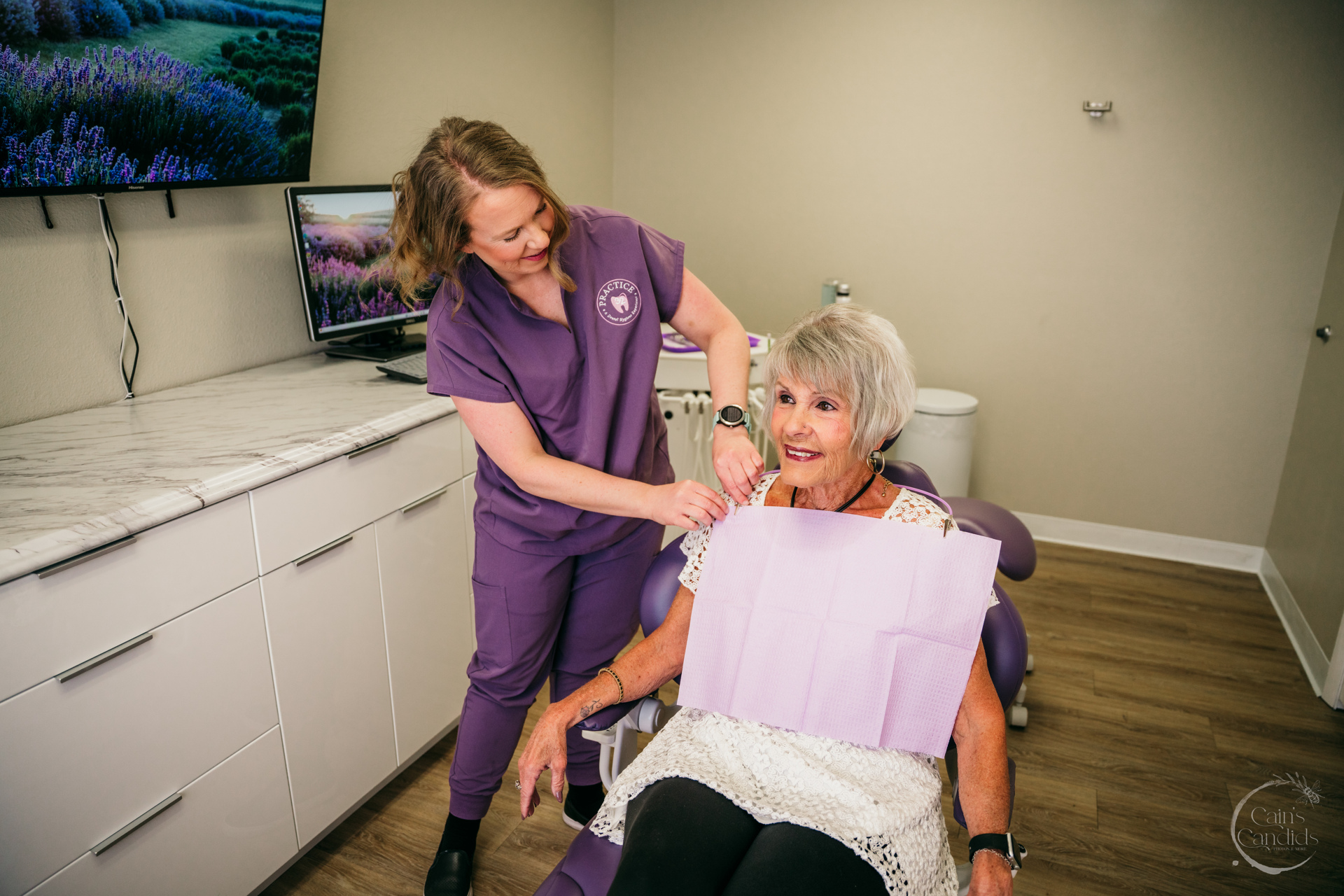 Dental hygienist performing a preventive cleaning